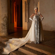 Aurora Luminous Long Satin Dress With Train