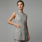 Flax Open Collar Slim Fitting Vest