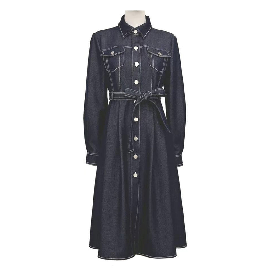 Color Woven Imitation Denim Dress
