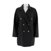 Womens Camel Silk Wool Mid-Length Coat