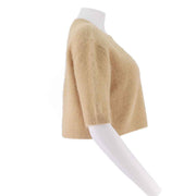 Womens Alpaca-Blend Cropped Short Sleeve Sweater