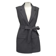 Womens Sleeveless Belted Blazer Vest