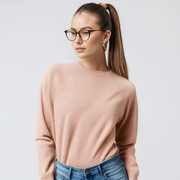 Womens Wool Silk Cashmere Raglan Sweater