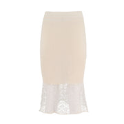Knit Pencil Skirt With Lace Hem