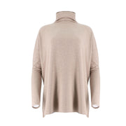 Womens Mock-Neck Drop Shoulder Long Sleeve Top