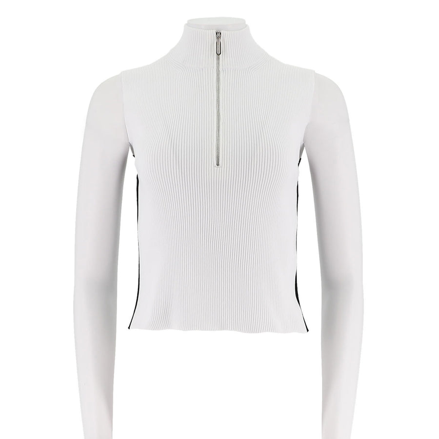 Stand-Collar Half Zip Ribbed Tank