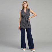 Womens Sleeveless Belted Blazer Vest