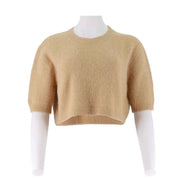 Womens Alpaca-Blend Cropped Short Sleeve Sweater