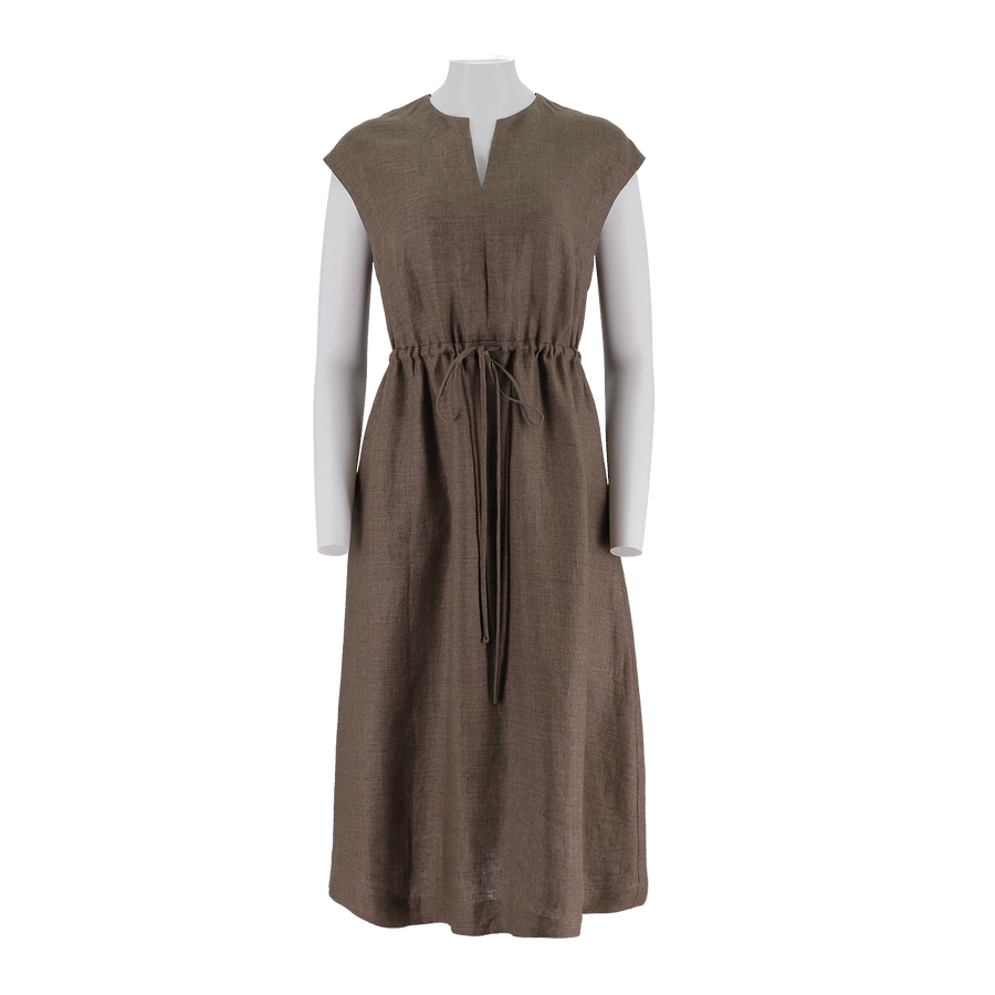Notch Neck A-Line Linen Dress
