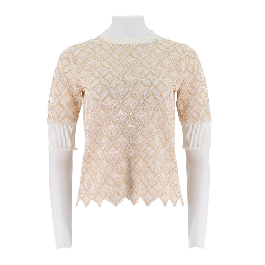 Lightweight Patterned Short Sleeve Sweater