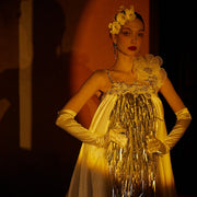 Aurora Luminous Long Satin Dress With Train