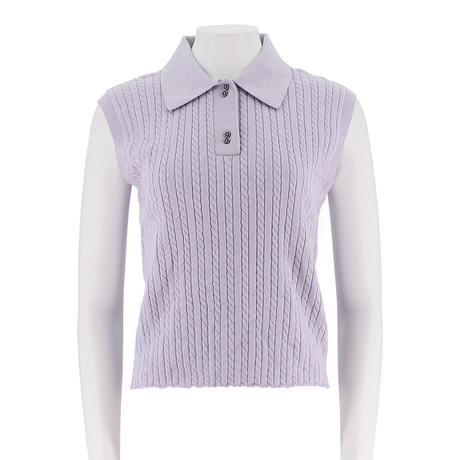 Collared Cable Knit Vest