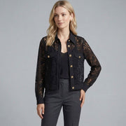Womens Cotton-Blend Lace Jacket