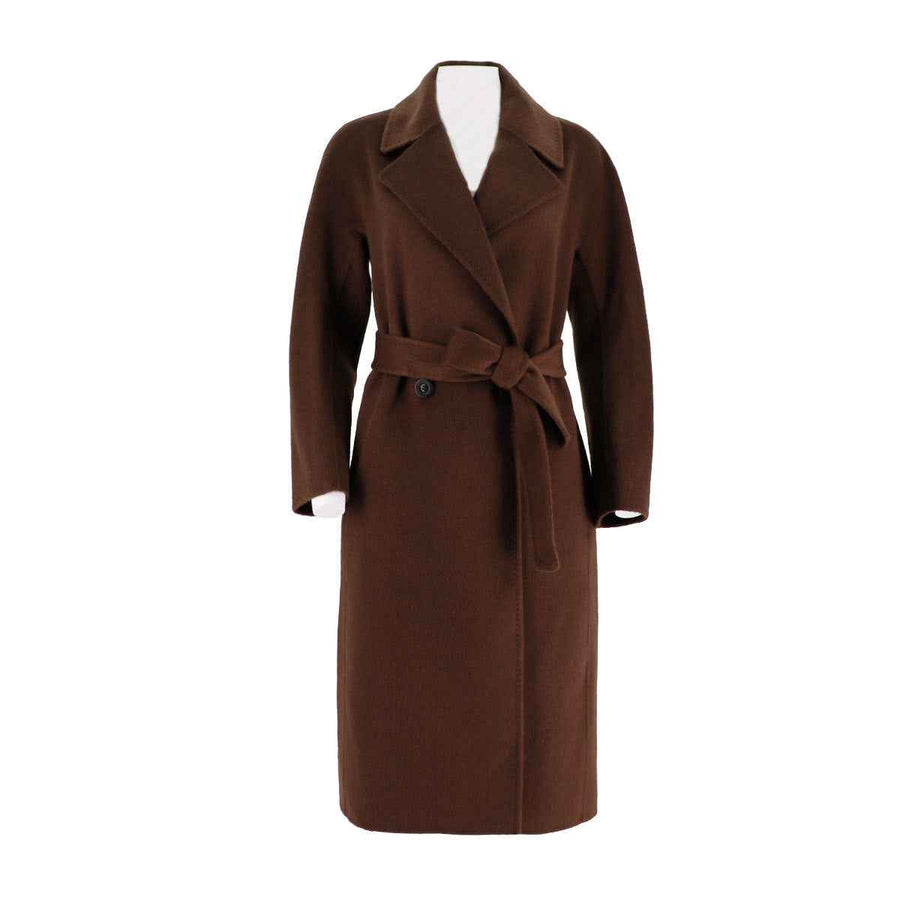 Womens Camel Silk Wool Long Coat