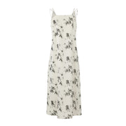 Ink Print V-Neck Suspender Dress