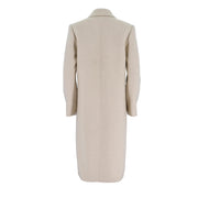 Womens Camel Silk Wool Long Tailored Coat