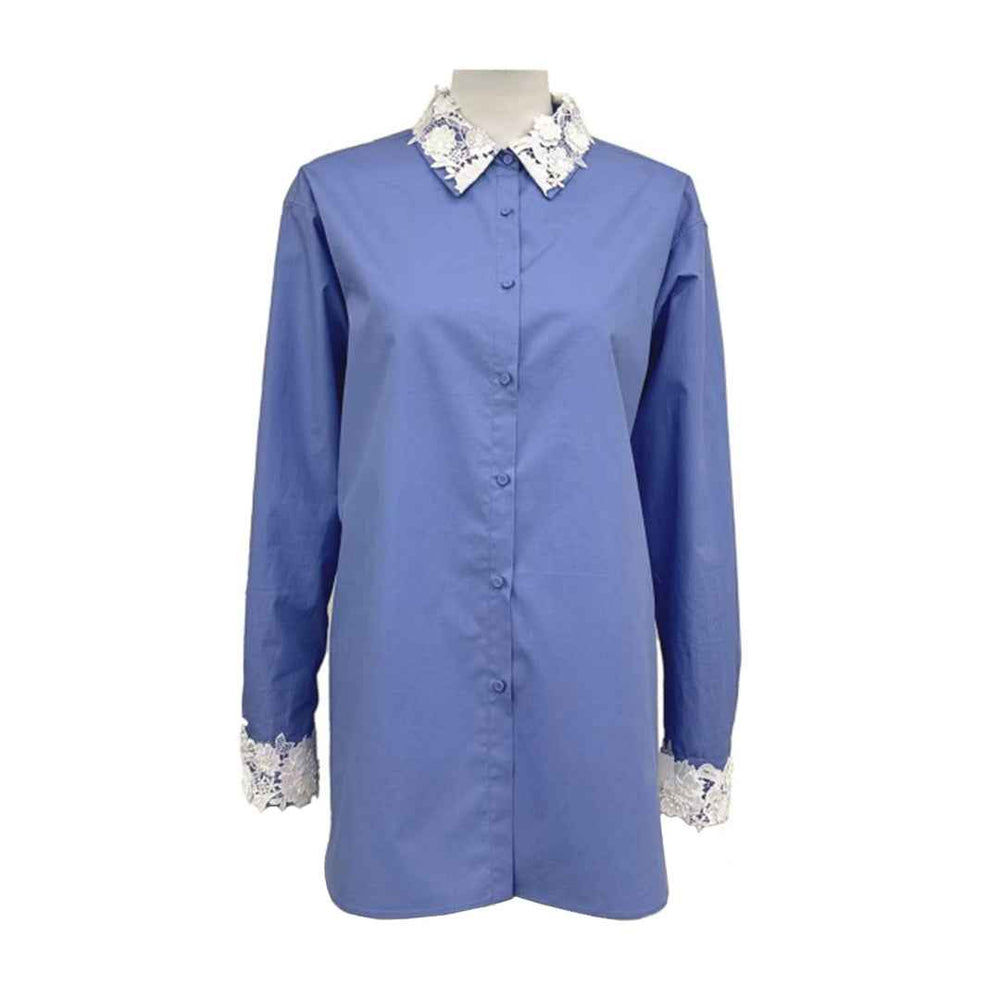 Lace-Spliced Silhouette Shirt