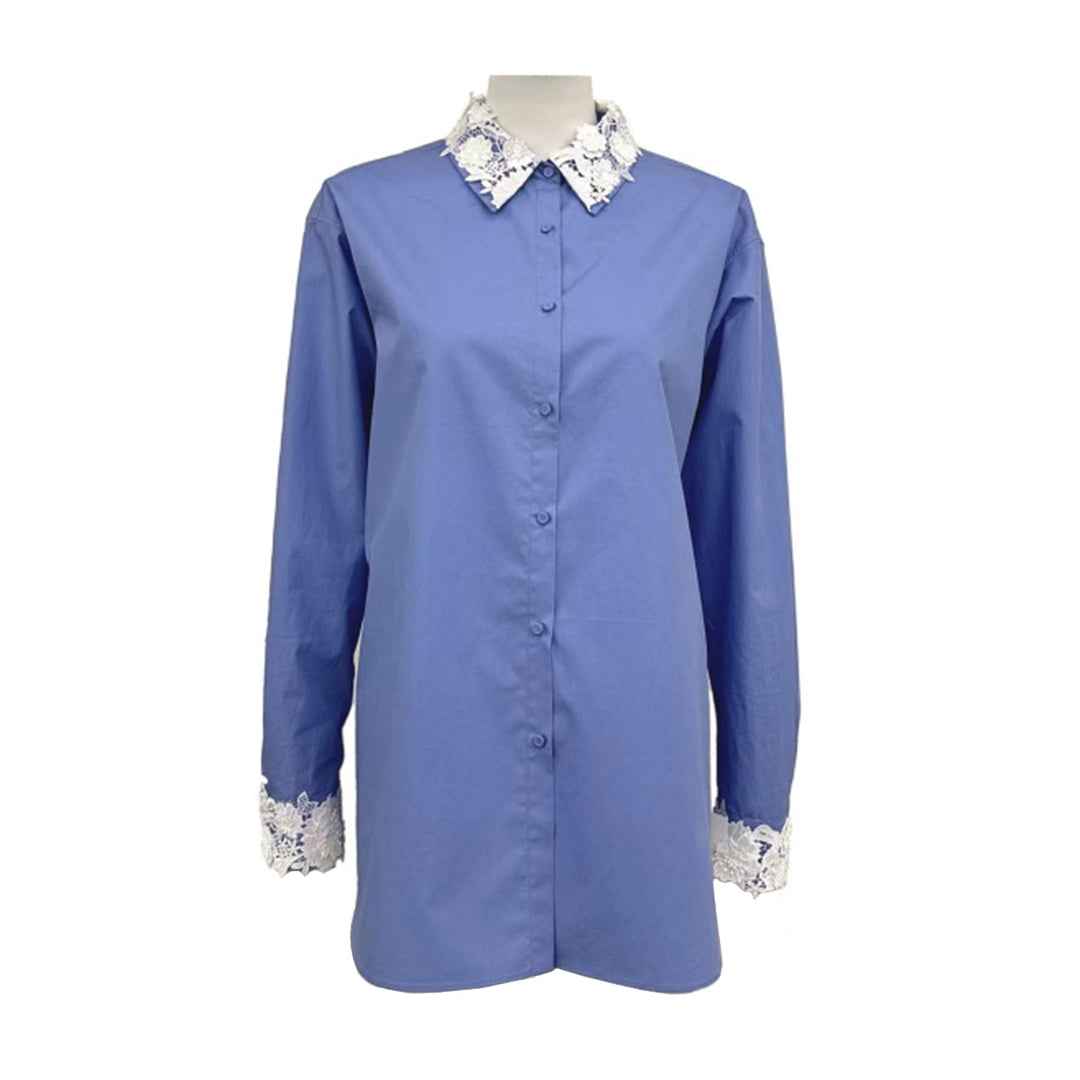 Lace-Spliced Silhouette Shirt