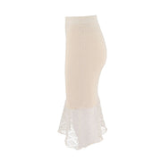 Knit Pencil Skirt With Lace Hem