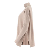 Womens Mock-Neck Drop Shoulder Long Sleeve Top