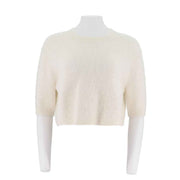 Womens Alpaca-Blend Cropped Short Sleeve Sweater
