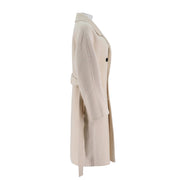 Womens Camel Silk Wool Double Breated Coat