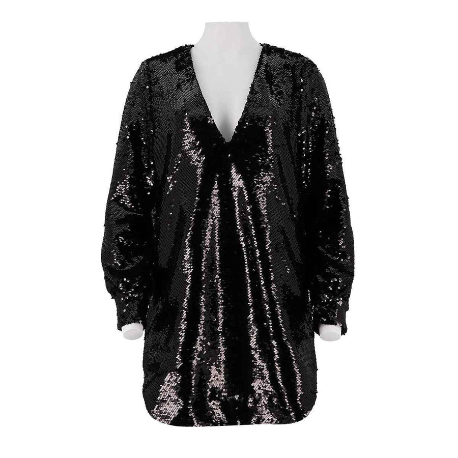 Sequined V-Neck Dress