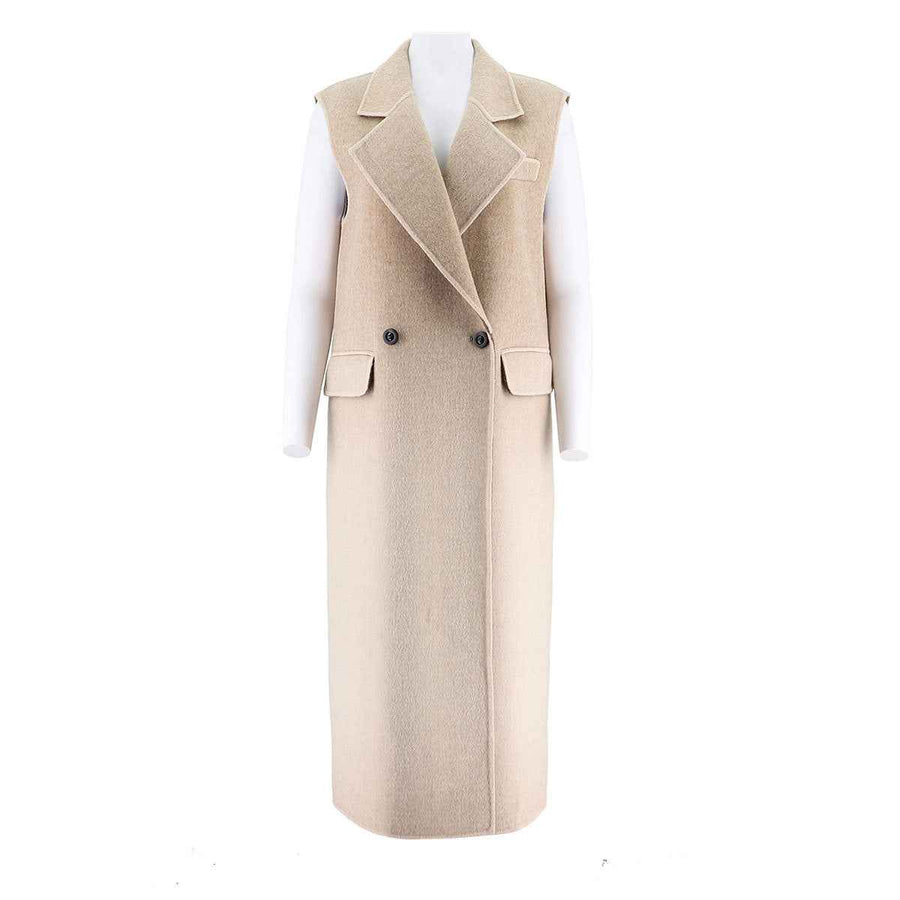 Long Woolen Lapel Vest Jacket