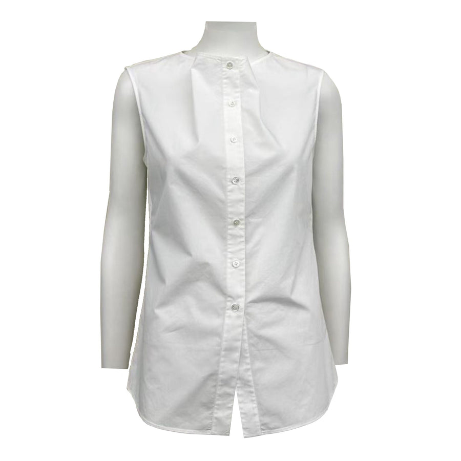 Womens Pima Cotton Draped Sleeveless Blouse