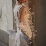 Celeste Cascade Stretch Satin Wedding Dress