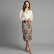 Womens Multi-Color Floral Jacquard Skirt