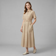 Short Sleeved Waist Cinching Dress