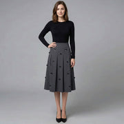 Flower Studded Pearl Pleated Skirt