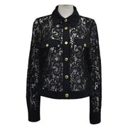 Womens Cotton-Blend Lace Jacket