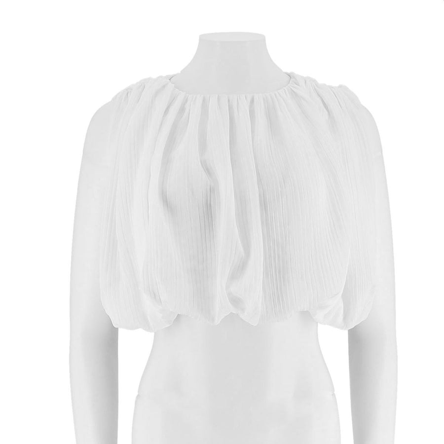 Textured Cropped Voluminous Woven Top