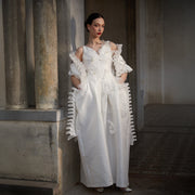 Selene Wide Leg Wedding Jumpsuit With Pleated Shawl