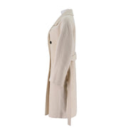 Womens Camel Silk Wool Double Breated Coat