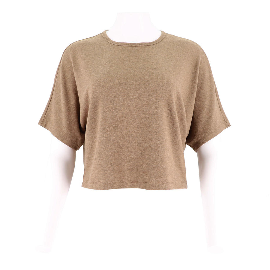 Womens Cozy Short Sleeve Cropped Top