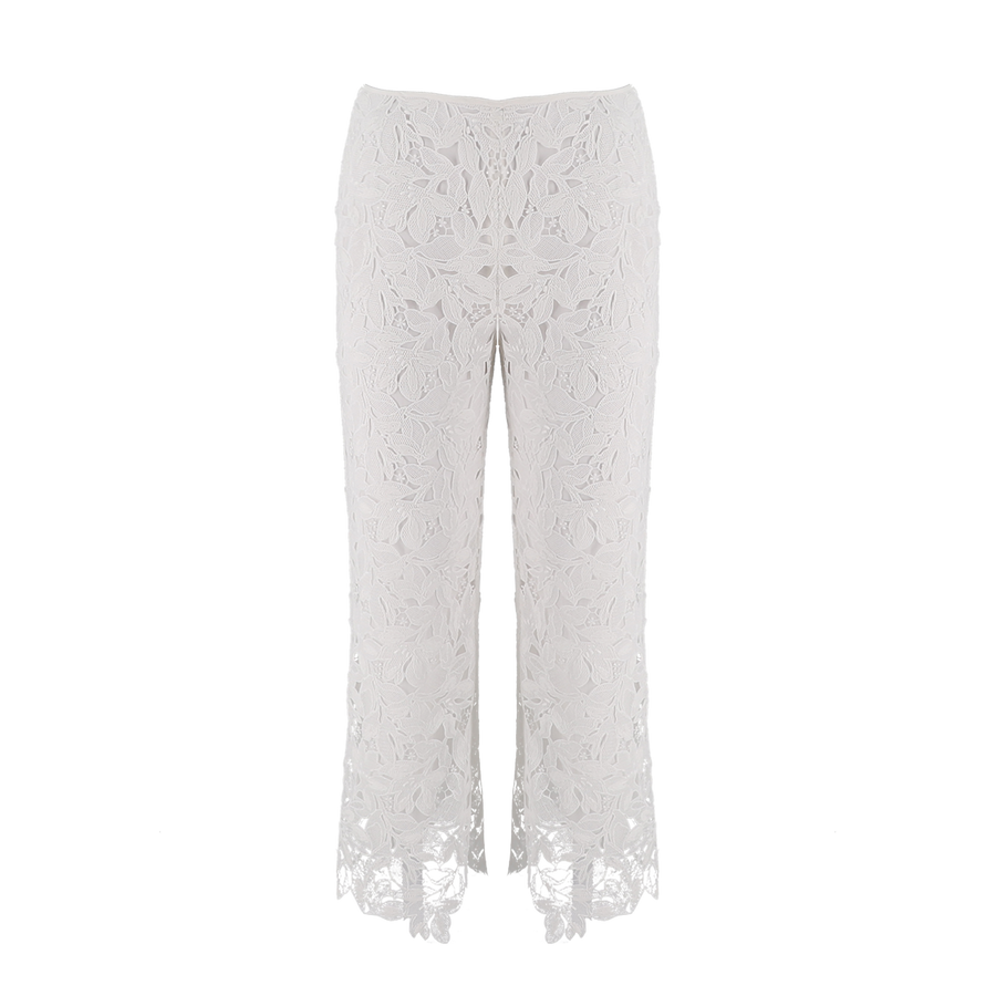 Embroidered Lace Cropped Trousers