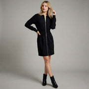 Fitted Crew Neck Long-Sleeve Dress