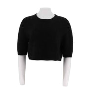 Womens Alpaca-Blend Cropped Short Sleeve Sweater