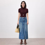 Women'S Spliced Straight Leg Denim Half Skirt