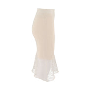 Knit Pencil Skirt With Lace Hem