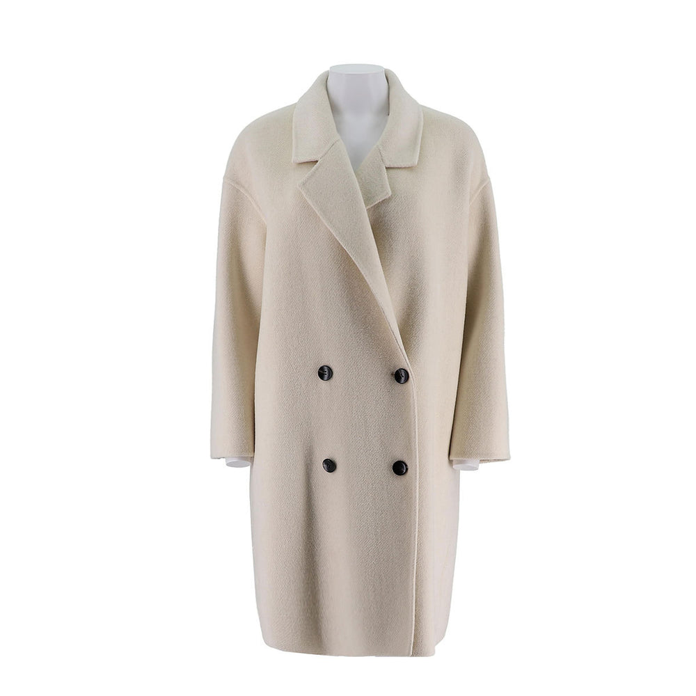 Alpaca Silk Wool Dropped Shoulder Mid-Length Coat