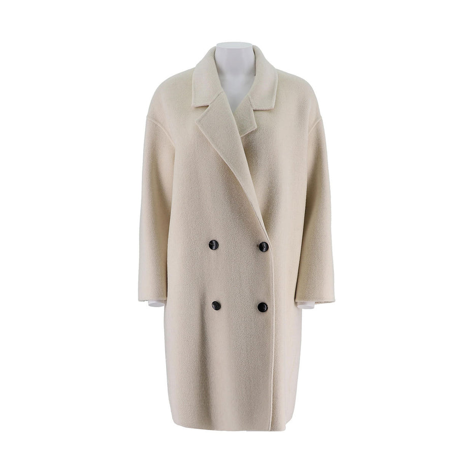 Alpaca Silk Wool Dropped Shoulder Mid-Length Coat