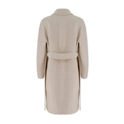 Womens Camel Silk Wool Double Breated Coat
