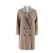 Alpaca Silk Wool Dropped Shoulder Mid-Length Coat