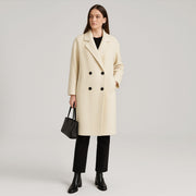 Alpaca Silk Wool Dropped Shoulder Mid-Length Coat