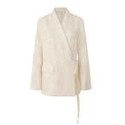 Floral Jacquard Asymmetrical Blazer