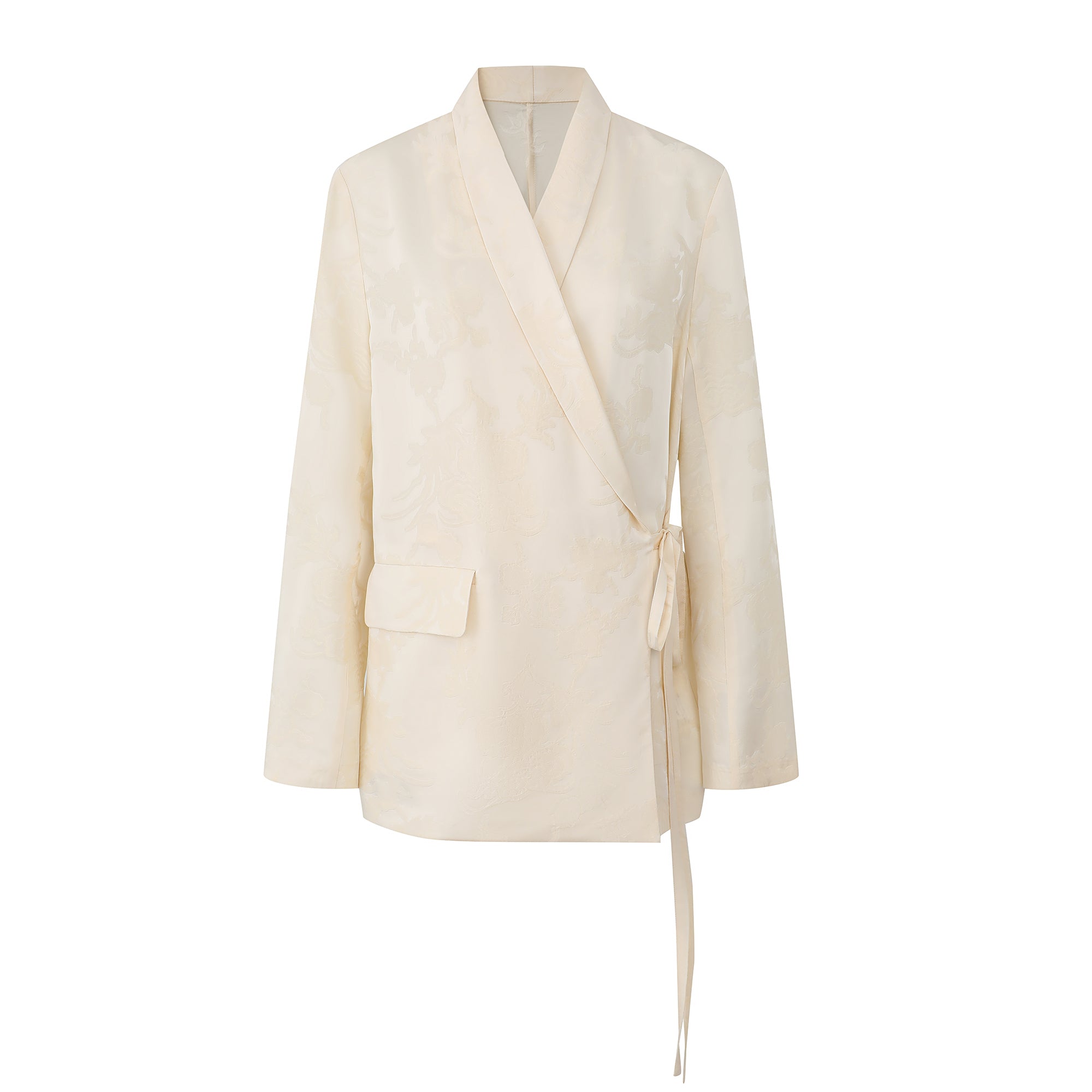 Floral Jacquard Asymmetrical Blazer
